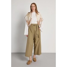 Minaaise Yüksek Bel Bağlamalı Haki Premium Etek Görünümlü Pantalon 31060