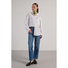 Minaaise Oversize Poplin Basic Gömlek Beyaz