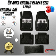 PINUKS Renault Kangoo 2007 Yeni Kasa Model Uyumlu Siyah- Gri Krom Renk Premium Oto Paspas Seti