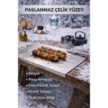 Plastmarket Paslanmaz Çelik Kamp ve Karavan Mutfak Tezgahı, Outdoor Mutfak Yüzeyi, 50X40 cm