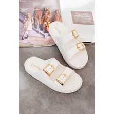 Melek Tuna Ekstra Rahat Çift Tokalı Yumuşak Tabanlı Terlik, Kadın Kaymaz Eva Terlik