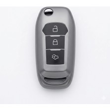 Otohousse Ford Focus 4 Uyumlu Silikon Oto Anahtar Kumanda Kabı Kılıf Gri