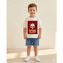 Babytex %100 Pamuklu Oversize Tişört Bebek-Çocuk Bisiklet Yaka Need More Sleep Baskılı