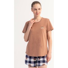 Vienetta Pamuklu Kadın Kısa Kol Şortlu Pijama Takım, 512052