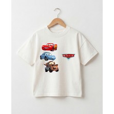 Babytex Unisex Bisiklet Yaka Araba Baskılı %100 Pamuklu Oversize Tişört Bebek-Çocuk