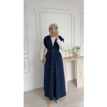 Molly Nelly Kadın Büzgülü Kemerli Kolsuz Kot Elbise