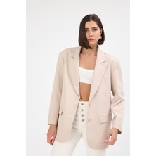 Diemmood Kadın Oversize Bej Blazer Ceket