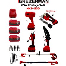 6'lı Bahçe Seti Dijital Göstergeli Ot Biçme Çit Budama - Budama Makası - Testere - Üfleme