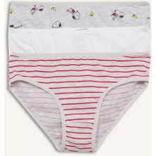 DeFacto Snoopy Baskılı Penye 3'lü Slip Külot Kız Çocuk H0183A826SP