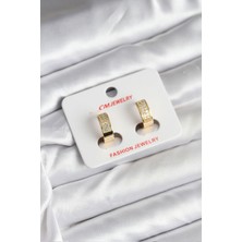 Youday Accessories 14K Gold Renk Kaplama Zirkon Taşlı Halka cm Kadın Küpe