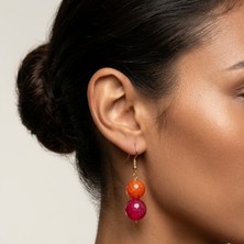 THEIA GemWorks Arni - Turuncu Akik ve Pembe Akik Taşlı El Yapımı Küpe