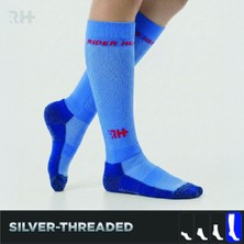 Rider Healthcare Cryo Silver + Havlu Taban Uzun Gümüş İplikli Çorap — Mavi/beyaz (Erkek)