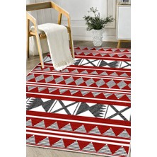 Lioara Home Kırmızı Retro Modern Baskılı Halı – Modern, Kaymaz Taban, Salon & Oturma Odası Için Halı