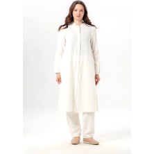 Eliş Şile Bezi Uzun Kol Yaren Hakim Yaka Yazlık Müslin Tunik Kırık Beyaz Krkbyz