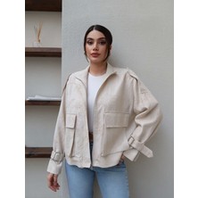 Esra Helvacı Çiçek Nakışlı Kol Kemerli Ceket