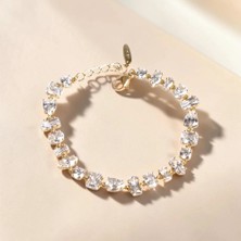 Nur Silver Mix Kesim Taşlı Çelik Bileklik - NUR-BL92501