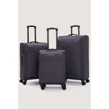 Elatae 3’lü Valiz Seti Kabin + Orta + Büyük Boy Körüklü Su Geçirmez Kumaş 8 Tekerlek ELT034