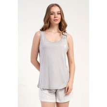 Vienetta Kadın P.vıscon Kalın Askılı Şortlu Pijama Takım, 512223