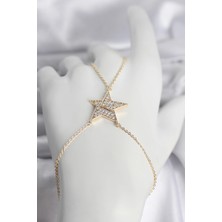 Mercansa Pirinç Gold Renk Zirkon Taşlı Yıldız Model Kadın Şahmeran