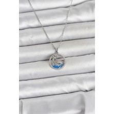 Mercansa 316L Çelik Zincir Gümüş Renk Zirkon Taşlı Deniz Temalı Kadın Kolye