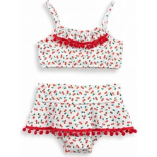 Kiraz Desenli Baskılı Kız Çocuk Bikini Takım