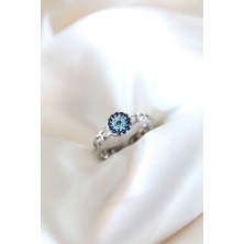 Mercansa Zirkon Taşlı Nazarlı Gümüş Kaplama Kadın Yüzük