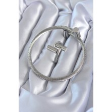 Youday Accessories 316L Çelik Gümüş Renk Sarmal Model Erkek Bileklik Yüzük Kombini