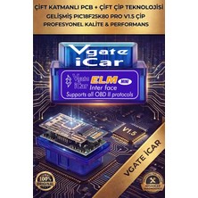 Vgate İcar Elm Obd 2 V1.5 Akıllı Oto Arıza Tespit Cihazı - PIC18F25K80 Çift Çip - Ios, Android, Uyumlu