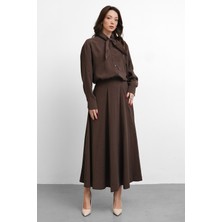 Molly Nelly Kadın Boğazı Kurdela Detaylı Etekli Takım