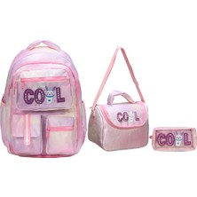 Waddell Lisanslı Cool Renkli Yazı Ilkokul Sırt Çantası,termal Beslenme Çantası ve Kalemlik Üçlü Set