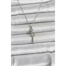 Mercansa 316L Çelik Zincir Gümüş Renk Kılıç Model Kadın Kolye