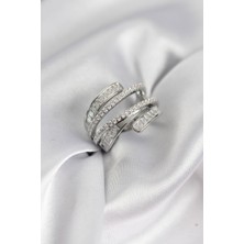Youday Accessories Sarmal Zirkon Baget Taşlı Gümüş Renk Kadın Yüzük