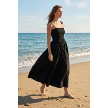 Pastelastore Uzun Pamuklu Astarsız Yaz Elbisesi – Askılı