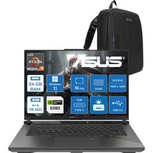 Asus Rog Strix G16 G614PW Amd Ryzen 9 8940HX Aı 24GB Ddr5 4tb Ssd+4tb SSD 16GB/RTX5080 175W  16-Inch Fhd+ 165Hz 3ms 100%SRGB (1920 x 1200, Wuxga) WINDOWS11PRO Gaming Laptop WRV038P08+ZETTAÇANTA