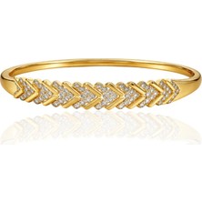 Nur Silver 14K Gold Zigzag Taşlı Vıp Bileklik - NUR-BL92517
