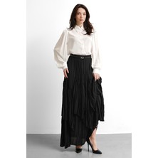 Molly Nelly Kadın Kat Kat Astarlı Uzun Lastikli Etek