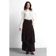 Molly Nelly Kadın Kat Kat Astarlı Uzun Lastikli Etek