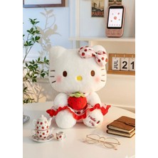DMR Accessoire Helo Kitty Peluş 30 cm Çilek Tutan Peluş Kuromi Sanrio Serisi