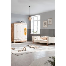 Setay Soft Meşe Çocuk Odası Takımı, Soft Meşe 4 Kapaklı Dolap, Perla Karyola