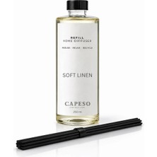 Capeso Soft Linen 250 ml Çiçeksi Temiz Çubuklu Oda Kokusu Yedek Şişe (Refill) – 5 Adet Çubuk Seti Dahil