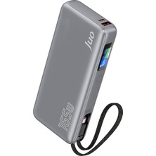 Juo 20000MAH 165W LED Ekranlı Type-C Kablolu Powerbank Usb-A + Usb-C Macbook Notebook Telefon Taşınabilir Pd Hızlı Şarj Cihazı