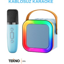 Teknozeel Tek Mikrofonlu Karaoke 5 Ses Efektli Rgb Işıklı Bluetooth Kablosuz Hoparlör Ses Bombası