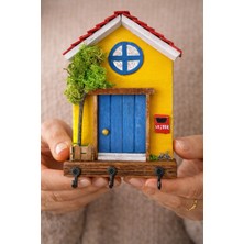 Anı Atölyesi Mini Ev Tasarımlı Dekoratif Ahşap Duvar Anahtarlık ASKISI/19X13 cm