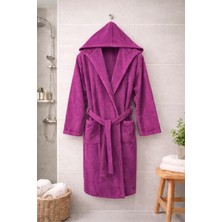 MySoft Home Kadife Kapüşonlu Bornoz %100 Pamuk