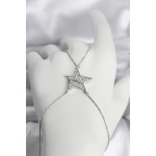 Mercansa Pirinç Gümüş Renk Zirkon Taşlı Yıldız Model Kadın Şahmeran