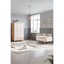 Setay Soft Meşe Çocuk Odası Takımı, Soft Meşe 3 Kapaklı Dolap, Dünya Büyüyen Beşik