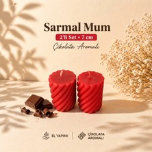 En Art 2’li Sarmal Mum Seti 7 cm Çikolata Kokulu Dekoratif El Yapımı Mum