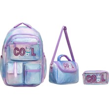 Waddell Lisanslı Cool Renkli Yazı Ilkokul Sırt Çantası,termal Beslenme Çantası ve Kalemlik Üçlü Set