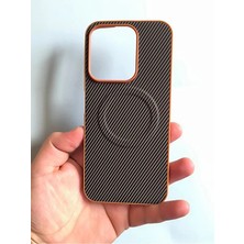 TechnoCase Infinix Hot 40 Uyumlu Kabartmalı Magsafe Karbon Kılıf