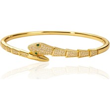 Nur Silver Roma Serpente Işıltılı Gold Bileklik - NUR-BL92514